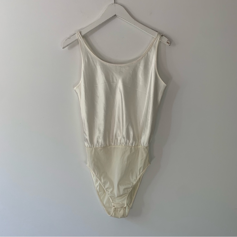90s Marks and Spencer Ivory Satin Bodysuit